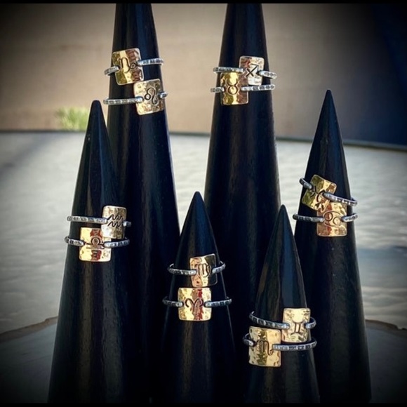 Artisan handmade Rustic zodiac rings - Picture 3 of 4